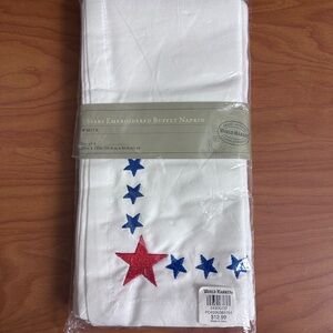 World Market White Embroidered Star Buffet Napkins - Red & Blue
